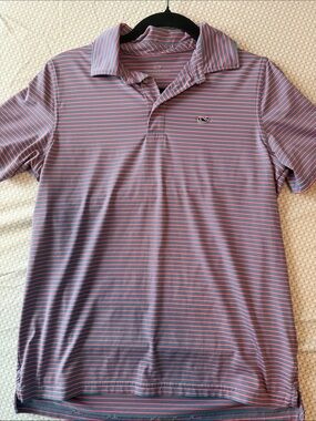 Vineyard Vines Thin Pink & Blue Striped Polo